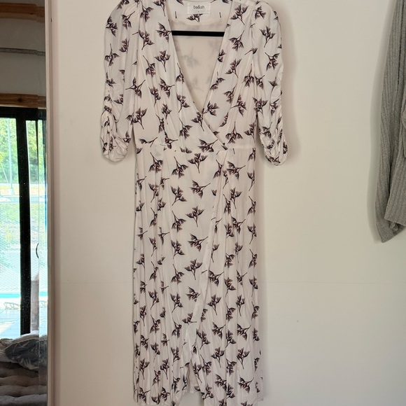 ba&sh White Cream Sundress V-Neck 3/4 Sleeve - Picture 3 of 7
